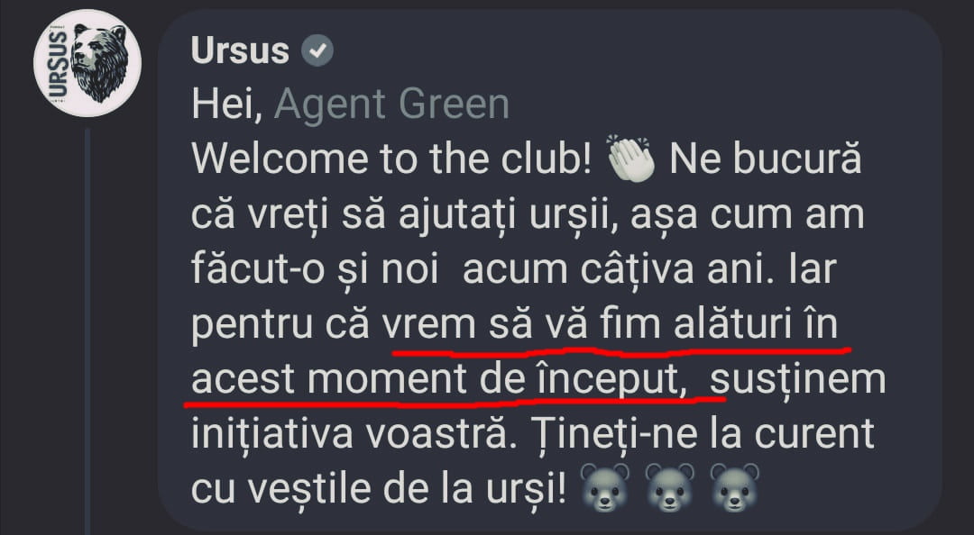 URSUS va plăti „drepturile ursului”, în urma campaniei Agent Green