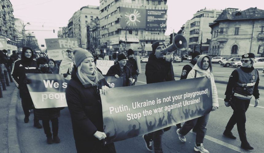 Protest anti-război la București: „Dacă Ucraina nu va supraviețui, Europa va urma”